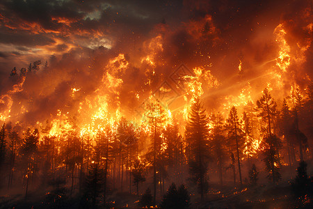 森林中的大火高清图片