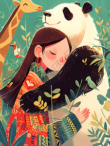 熊猫惊讶守护自然之爱插画