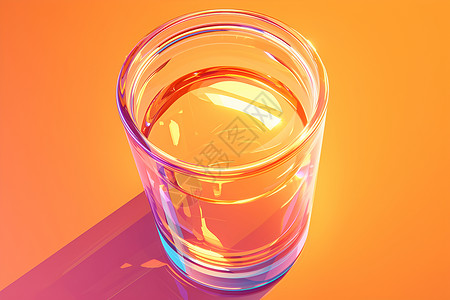 红茶玻璃杯水中的倒影插画