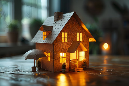 发光的房屋模型高清图片