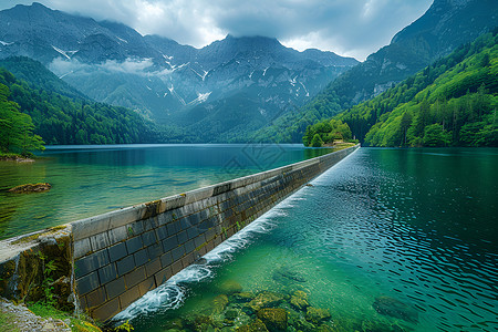 山下的水坝水泵素材高清图片