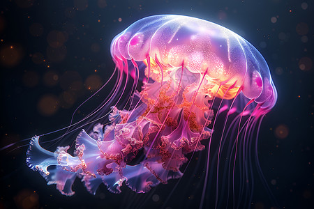 粉色海洋生物粉色的水母插画