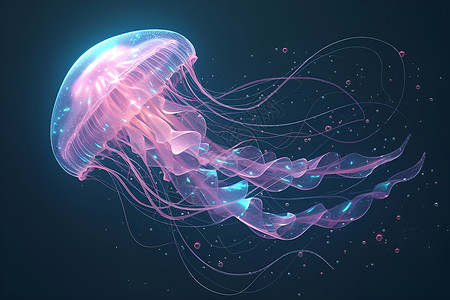 粉色海洋生物梦幻的水母插画