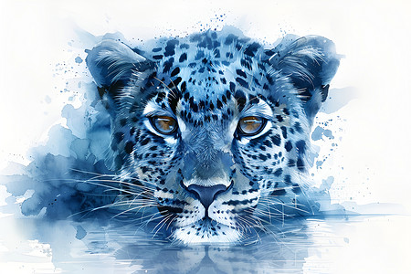 豹子的水彩画背景图片