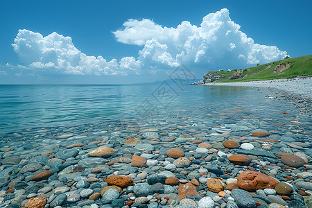 湖底的鹅卵石背景