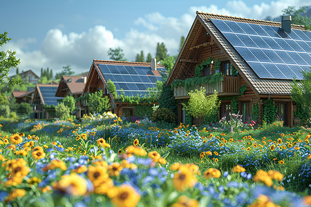 太阳能屋顶背景高清图片