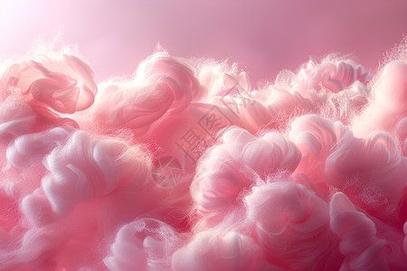 甜柚粉红色天空中的棉花糖之美插画