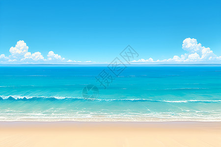 沙滩俯拍大海的宁静与宽广插画