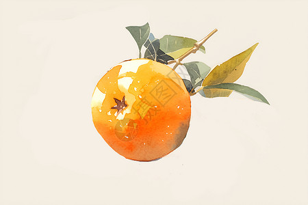 果实成熟枝叶间的柿子插画