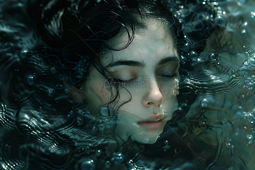 水中漂浮的女子图片
