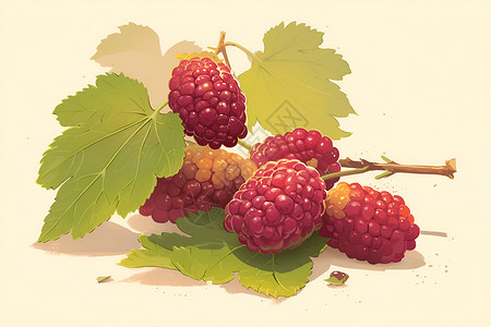 树莓图片红色的美味桑葚插画