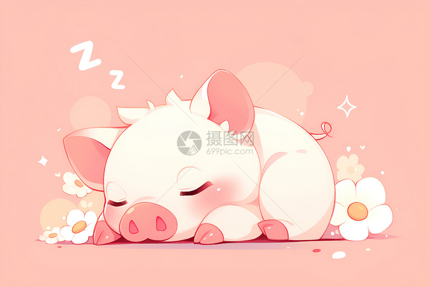 可爱的睡猪图片