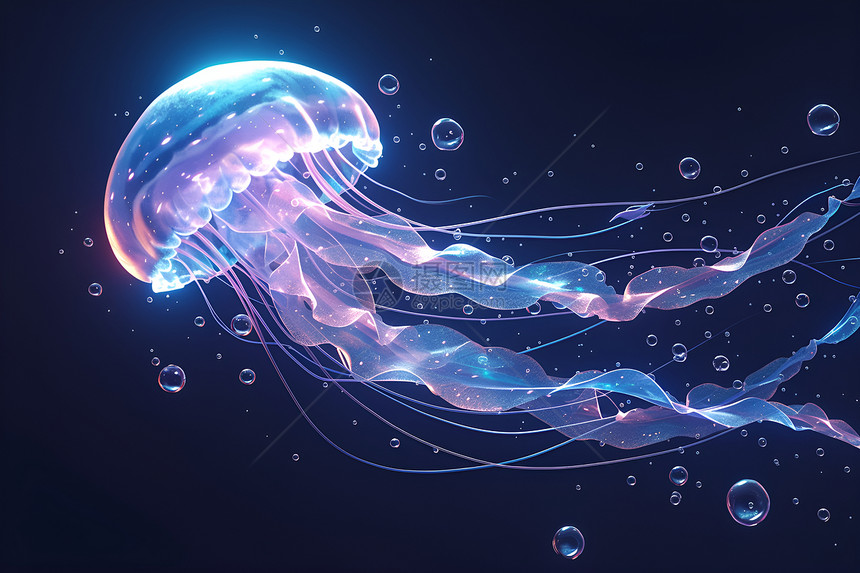 水母在深海中图片