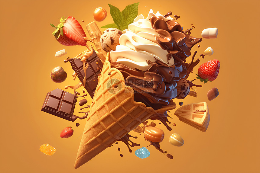 美味的巧克力冰淇淋图片