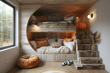 房间的木床设计背景图片