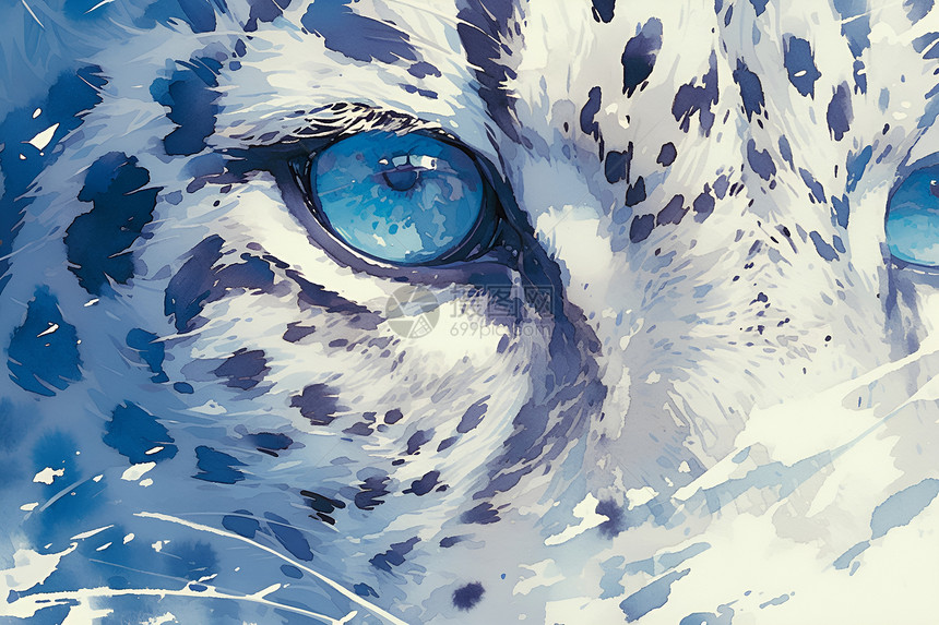 蓝灰色调的美丽豹子图片