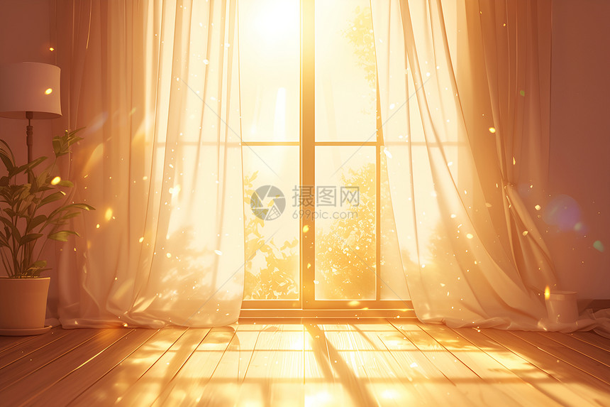 阳光照耀的房间图片
