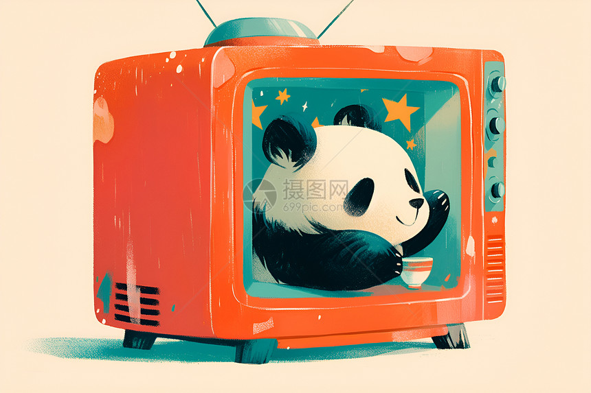 电视中的熊猫图片