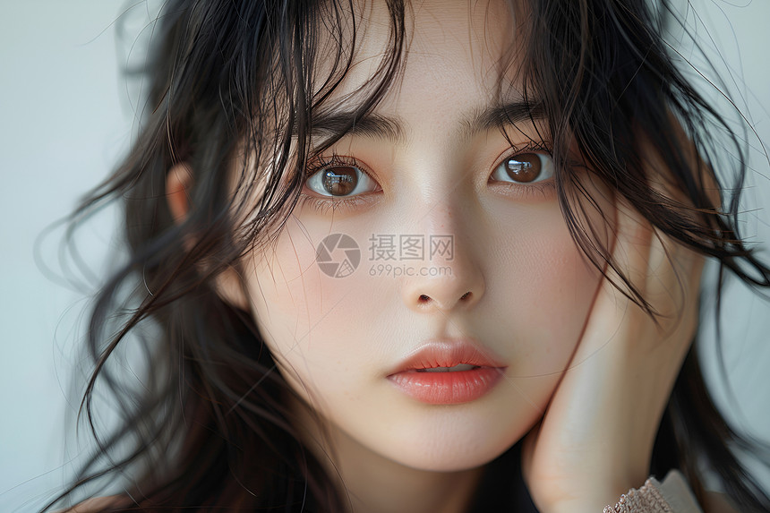 长发的少女图片