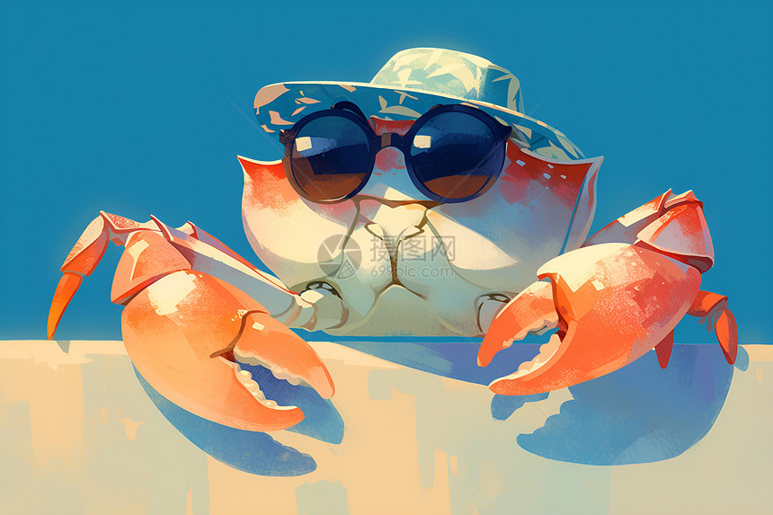 沙滩上晒太阳的螃蟹图片