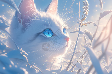 可爱白色小猫可爱的白色小猫插画