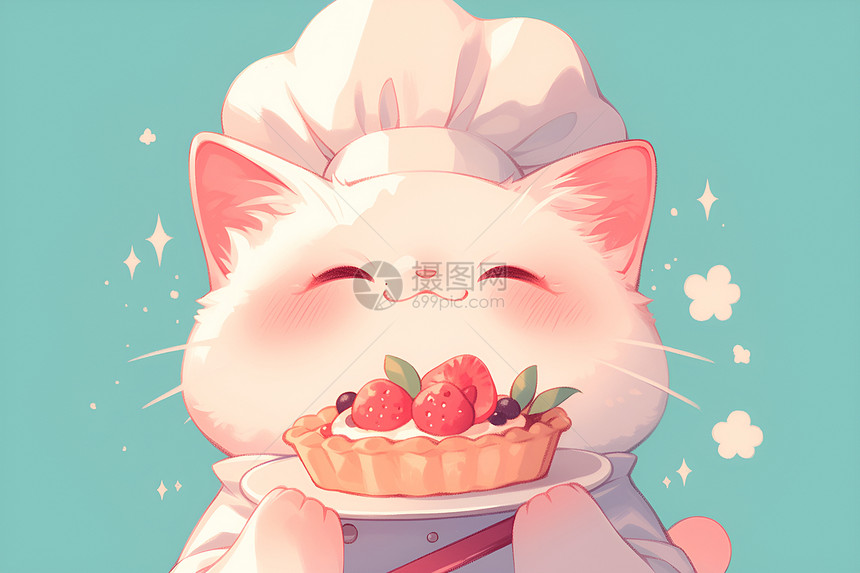 可爱卡通猫厨师图片