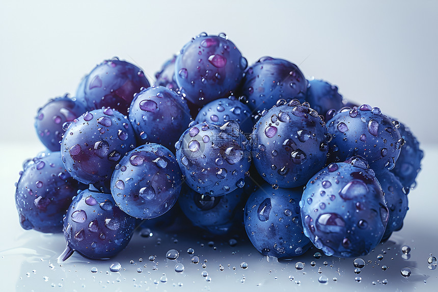 紫色葡萄上的水滴图片