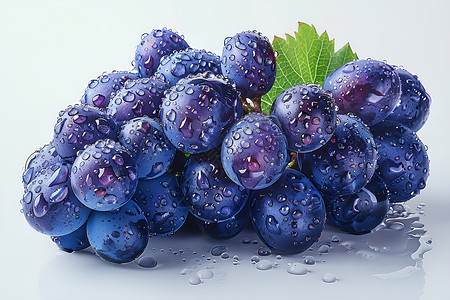 水珠点缀的紫葡萄高清图片