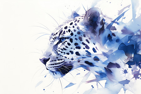 豹子的水彩画高清图片