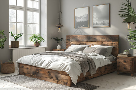 床架简约风格的卧室背景