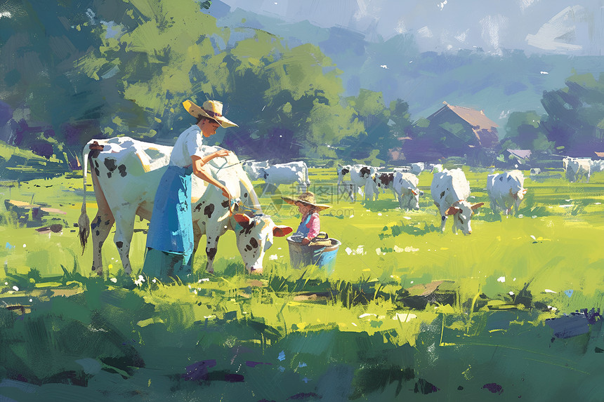 牧场的家畜牛群图片