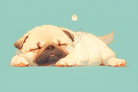 舒展幸福的小狗在睡觉插画