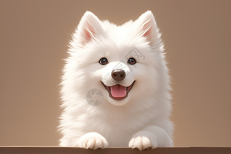 狗狗在家快乐的笑容萨摩耶犬插画