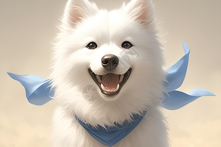 领结图片带着蓝色领结的狗狗插画