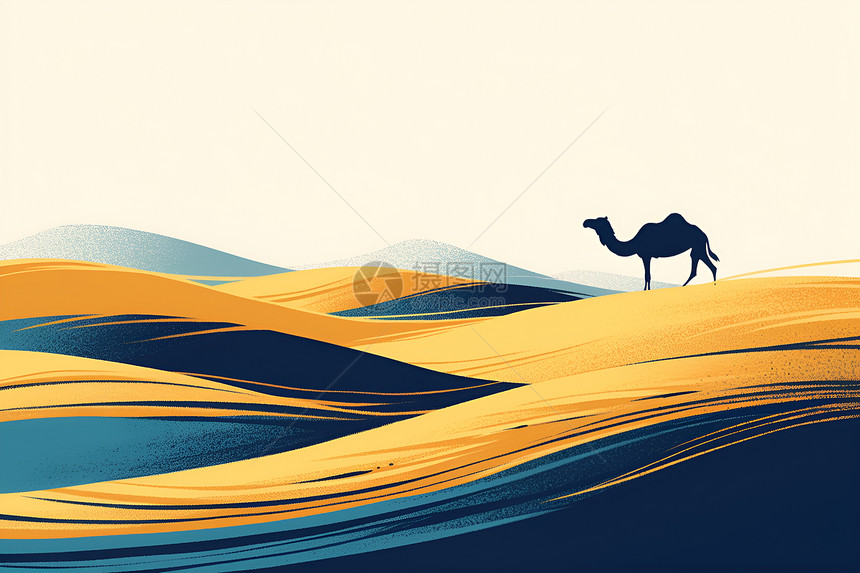 沙丘背景下的骆驼图片