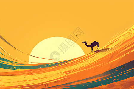 骆驼设计素材骆驼背景下的骆驼插画
