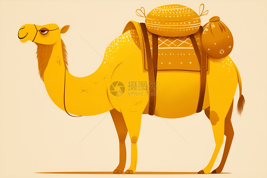 单峰骆驼简洁插画图片
