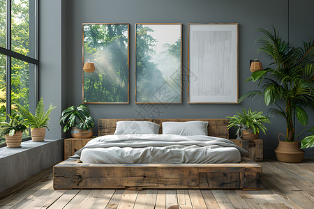 木床现代温馨卧室设计图片