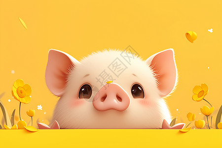 小猪期待表情可爱的小猪表情插画