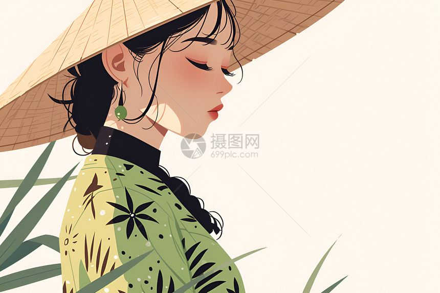 少女与花图片