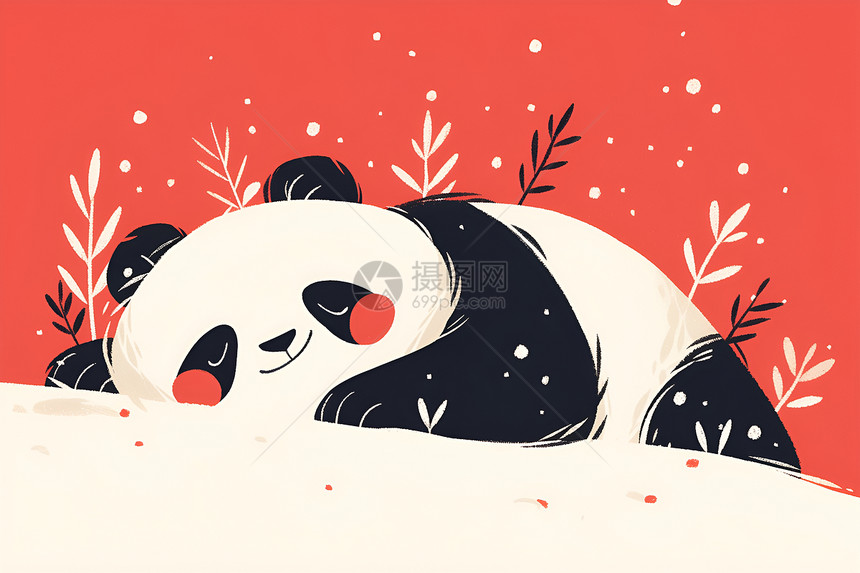 雪地中的熊猫图片