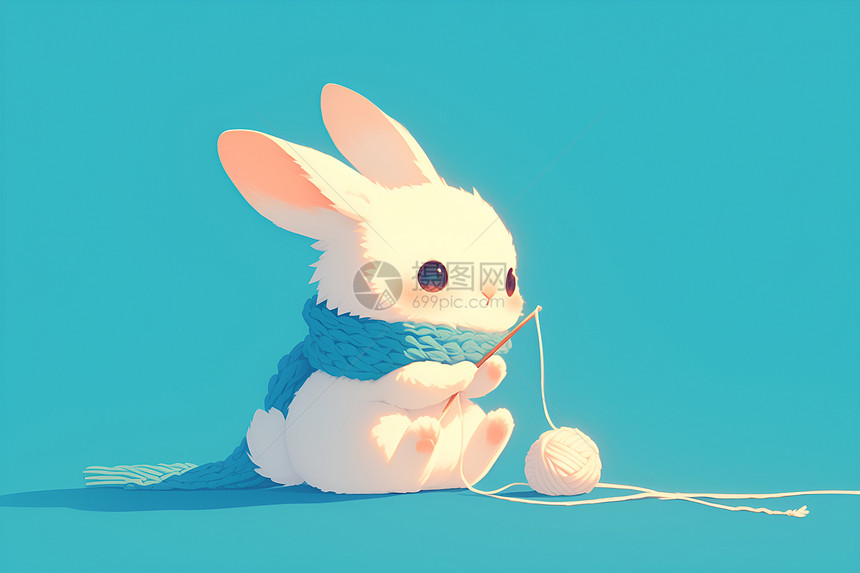 可爱卡通兔子织围巾图片
