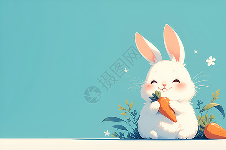顽皮兔子的卡通插画背景图片