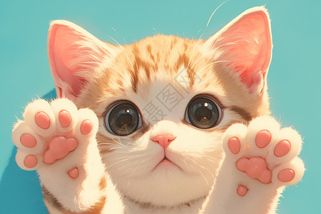 白掌可爱的小猫的爪子插画