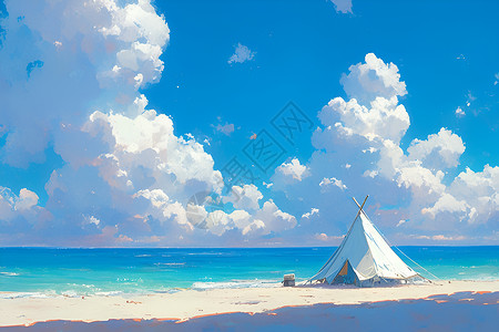 海滩上的小帐篷高清图片