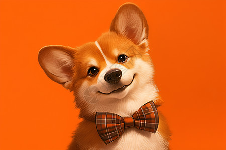 求带可爱素材带着领结的狗狗背景