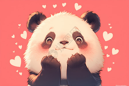 卖萌的熊猫动物插画高清图片