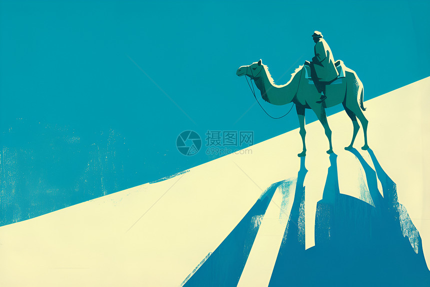 骆驼在沙漠里行走图片