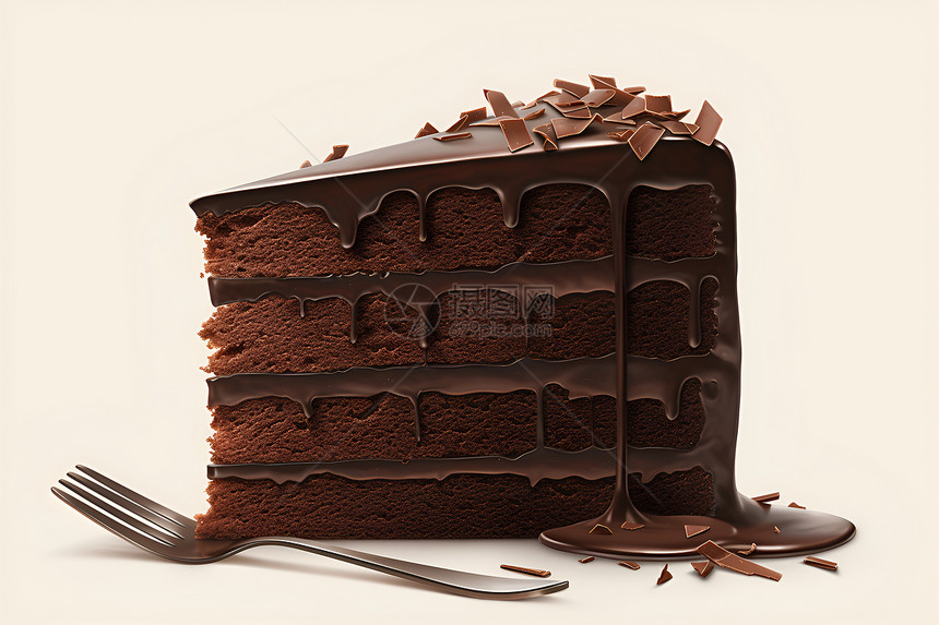 巧克力蛋糕和叉子图片