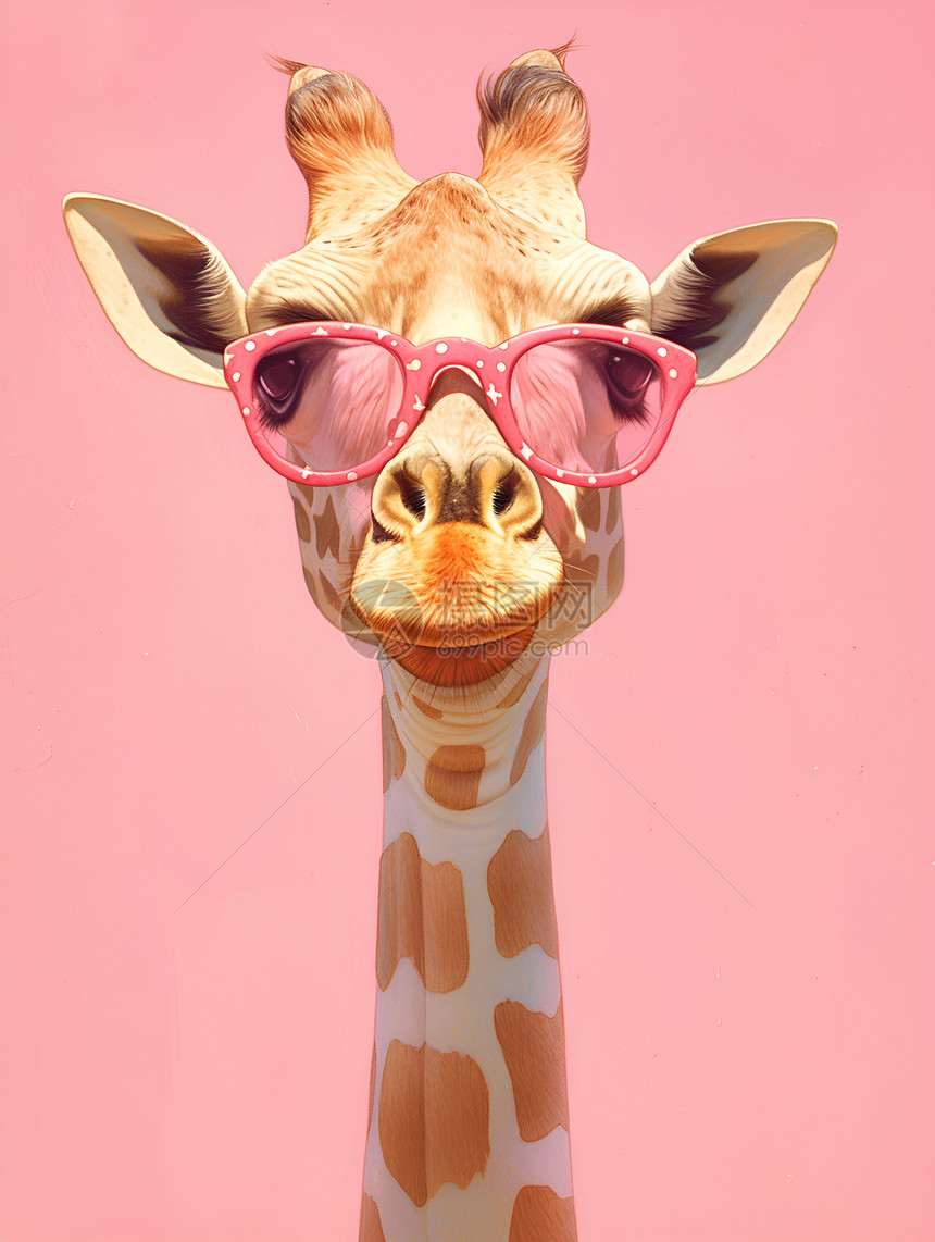 粉色背景上的长颈鹿图片